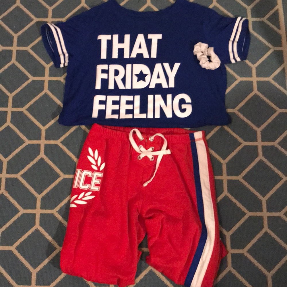 Justice Girls Top and Joggers|Red,White,and Blue